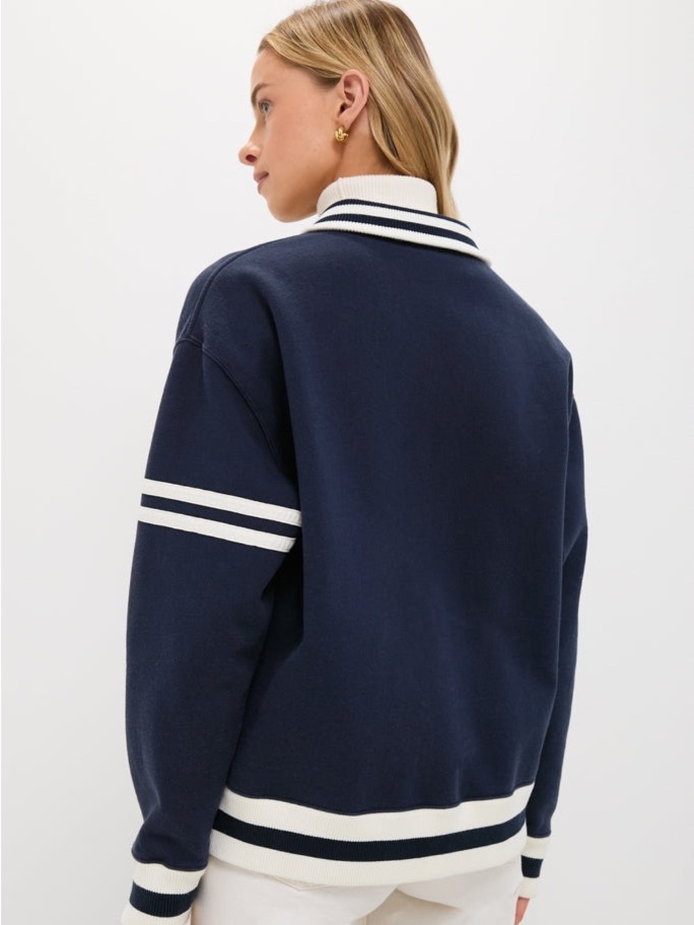 Tuckernuck Navy Albright Fleece Varsity Jacket Size Large NWT - Picture 5 of 15
